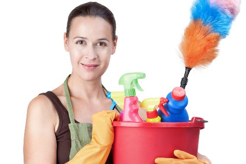 Professional home cleaners in Enfield working in a living room
