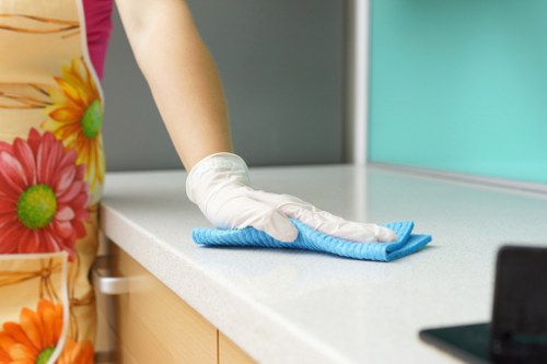 Professional office cleaners in Enfield maintaining a tidy workspace